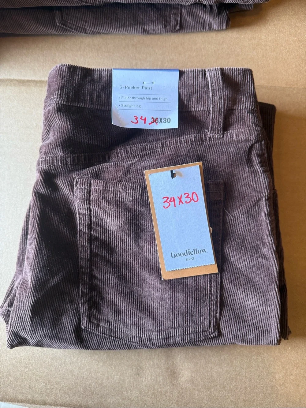 Men's Straight Fit Corduroy 5-Pocket Pants - Goodfellow & Co